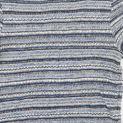 River Island Womens Blue Round Neck Striped Acrylic Pullover Jumper Size 8
