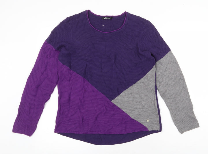 Olsen Womens Purple Round Neck Acrylic Pullover Jumper Size 12
