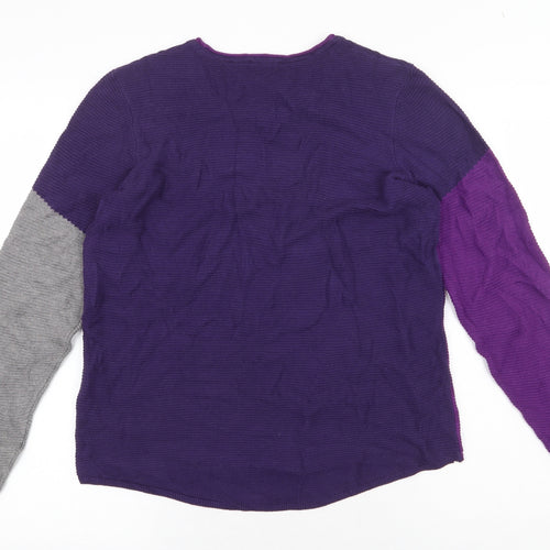 Olsen Womens Purple Round Neck Acrylic Pullover Jumper Size 12