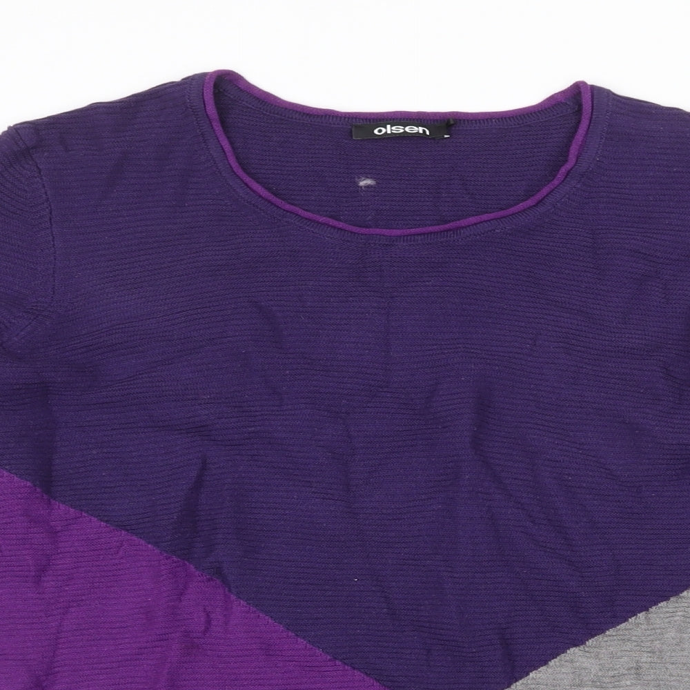 Olsen Womens Purple Round Neck Acrylic Pullover Jumper Size 12