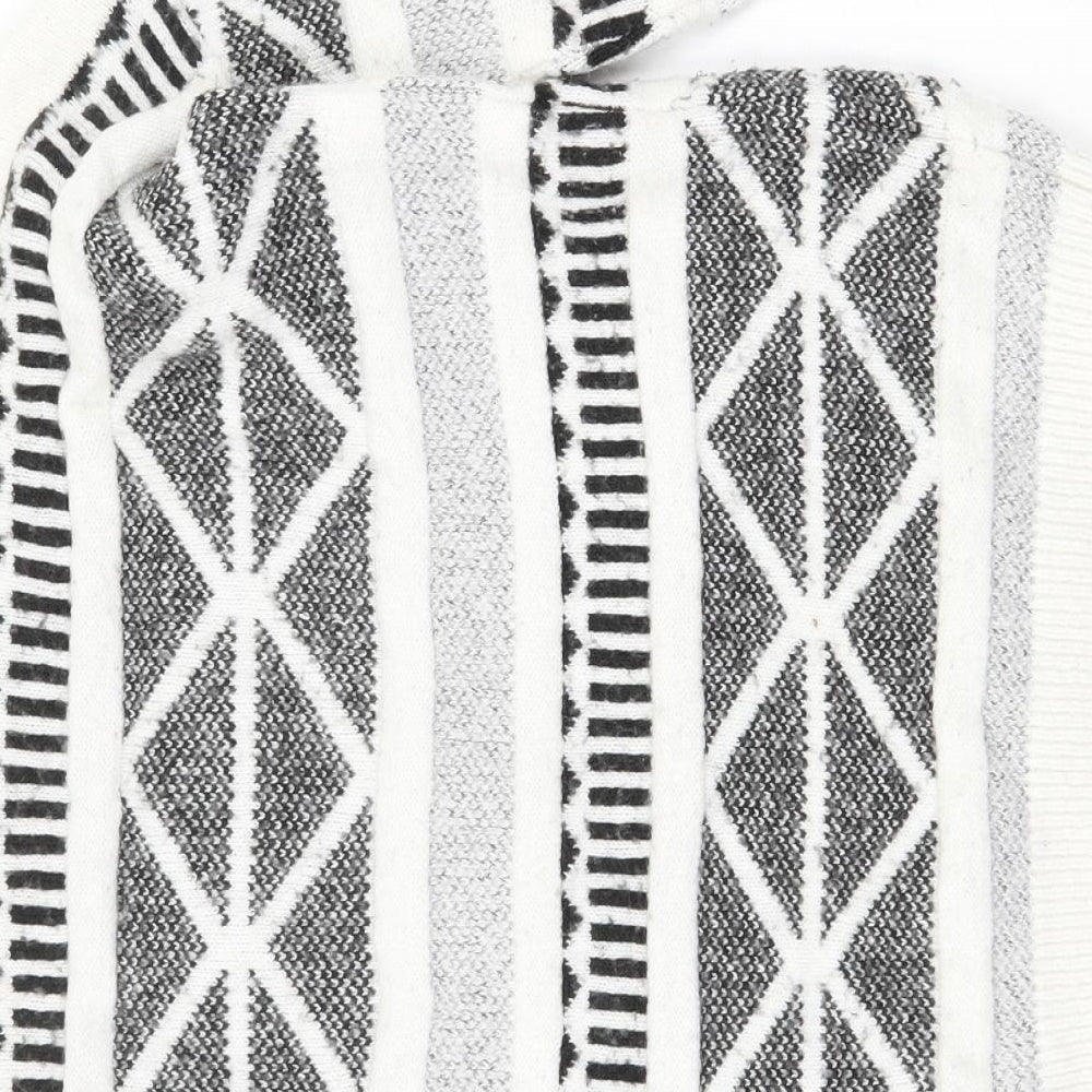 F&F Womens White Round Neck Geometric Acrylic Pullover Jumper Size 14