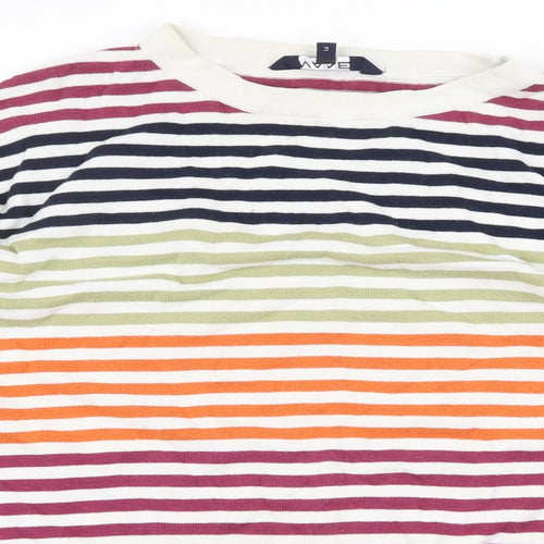 Maine New England Womens Multicoloured Round Neck Striped Cotton Pullover Jumper Size 14