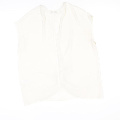 Warehouse Womens White Polyester Basic Blouse Size 12 V-Neck - Knot Front