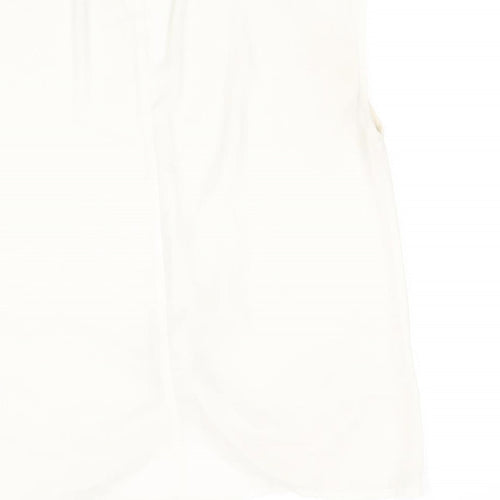 Warehouse Womens White Polyester Basic Blouse Size 12 V-Neck - Knot Front