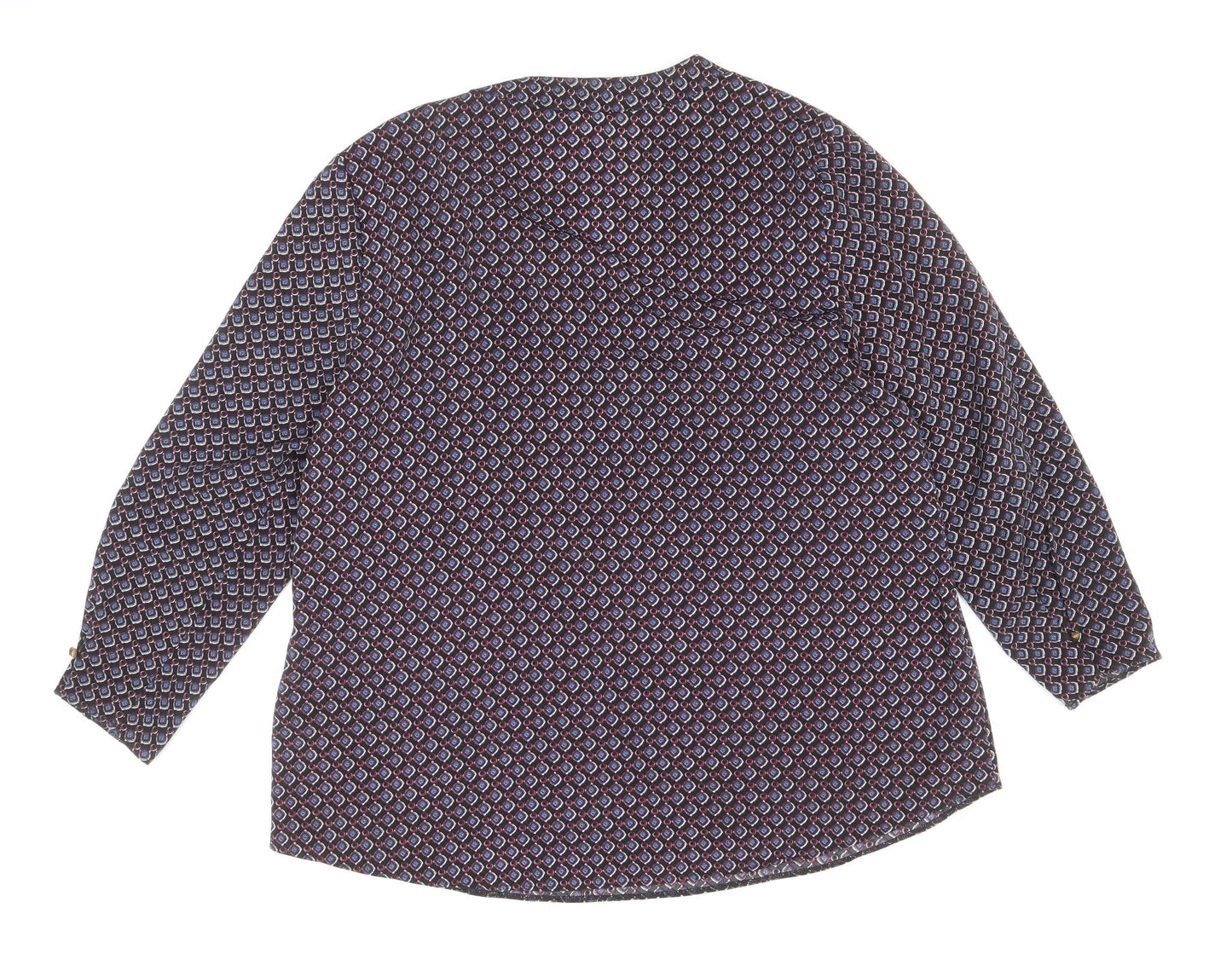 Contempo Womens Multicoloured Geometric Polyester Basic Blouse Size 16 V-Neck