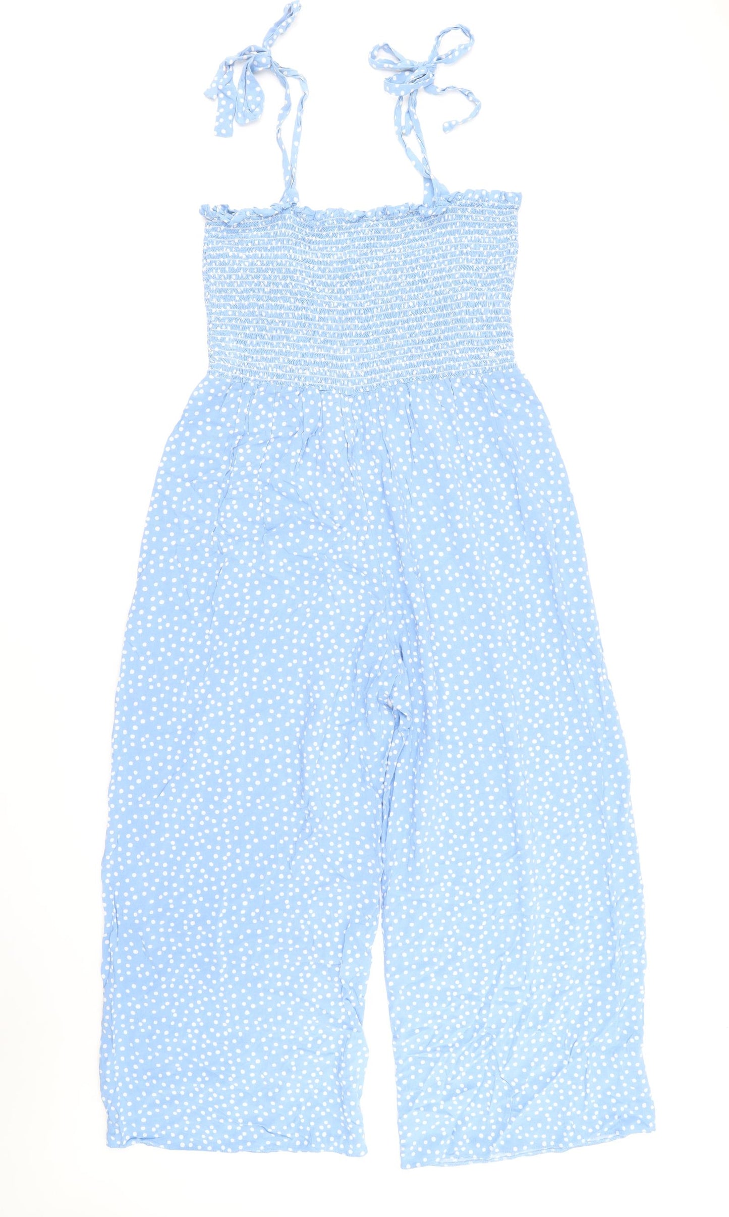New Look Womens Blue Polka Dot Viscose Jumpsuit One-Piece Size 18 Pullover