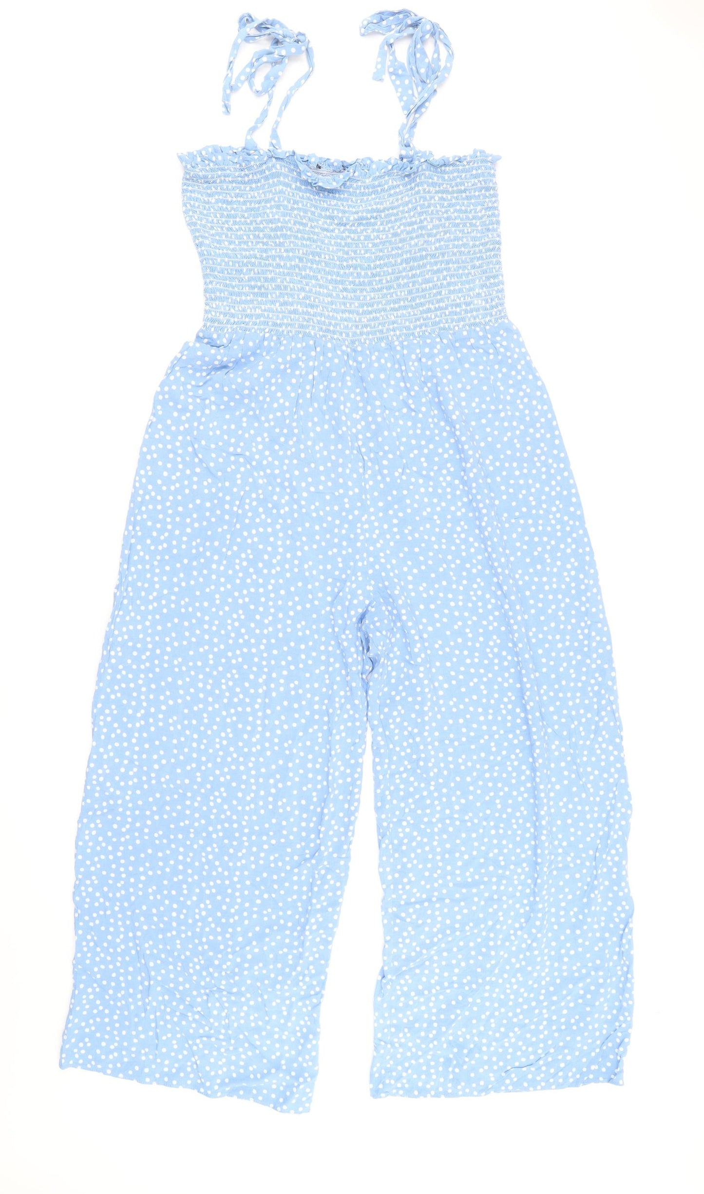 New Look Womens Blue Polka Dot Viscose Jumpsuit One-Piece Size 18 Pullover