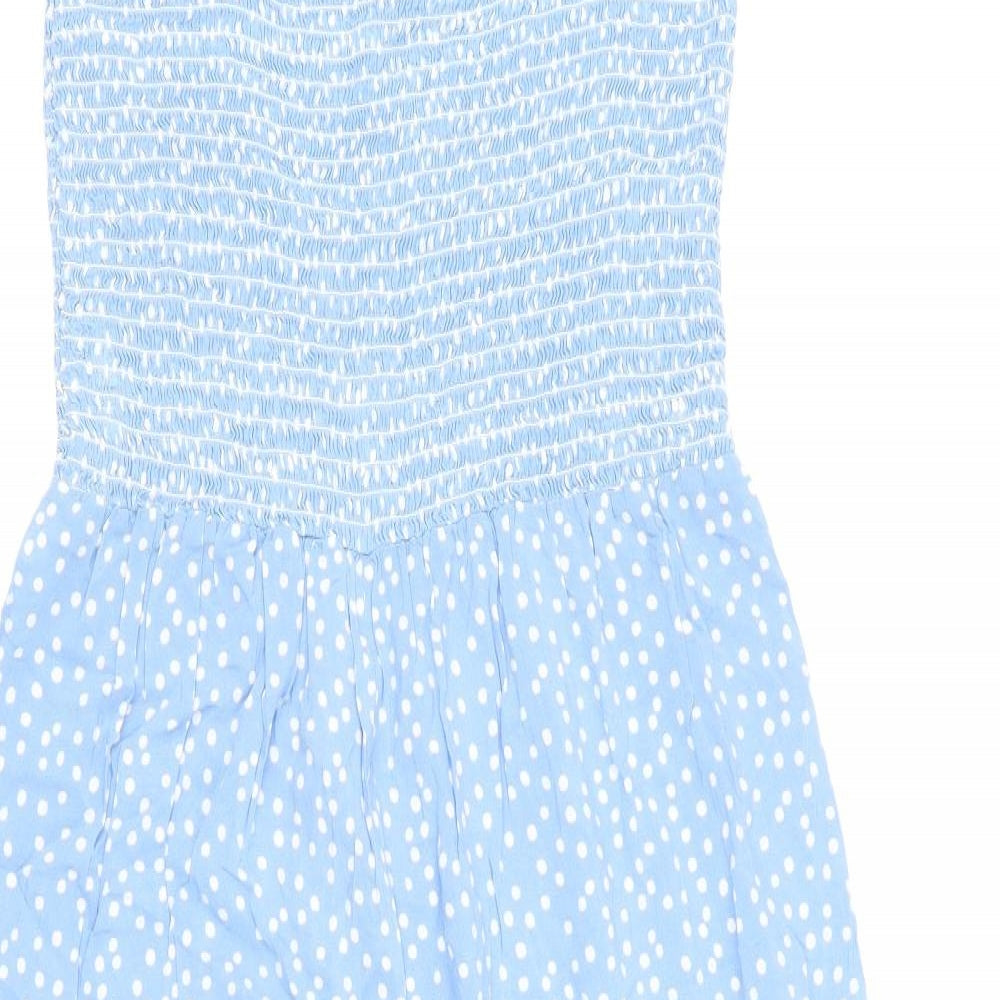 New Look Womens Blue Polka Dot Viscose Jumpsuit One-Piece Size 18 Pullover