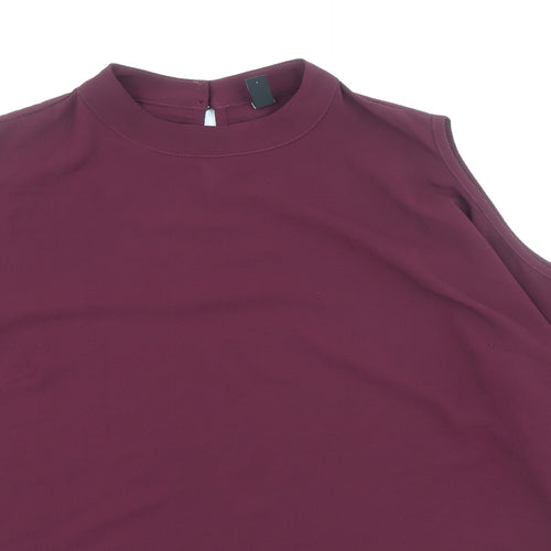 Y.A.S Womens Purple Polyester Basic Blouse Size L Round Neck - Cold Shoulder