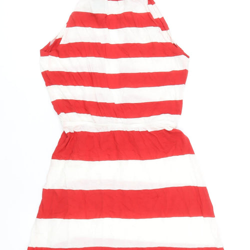 French Connection Womens Red Striped 100% Cotton Mini Size S Halter Tie