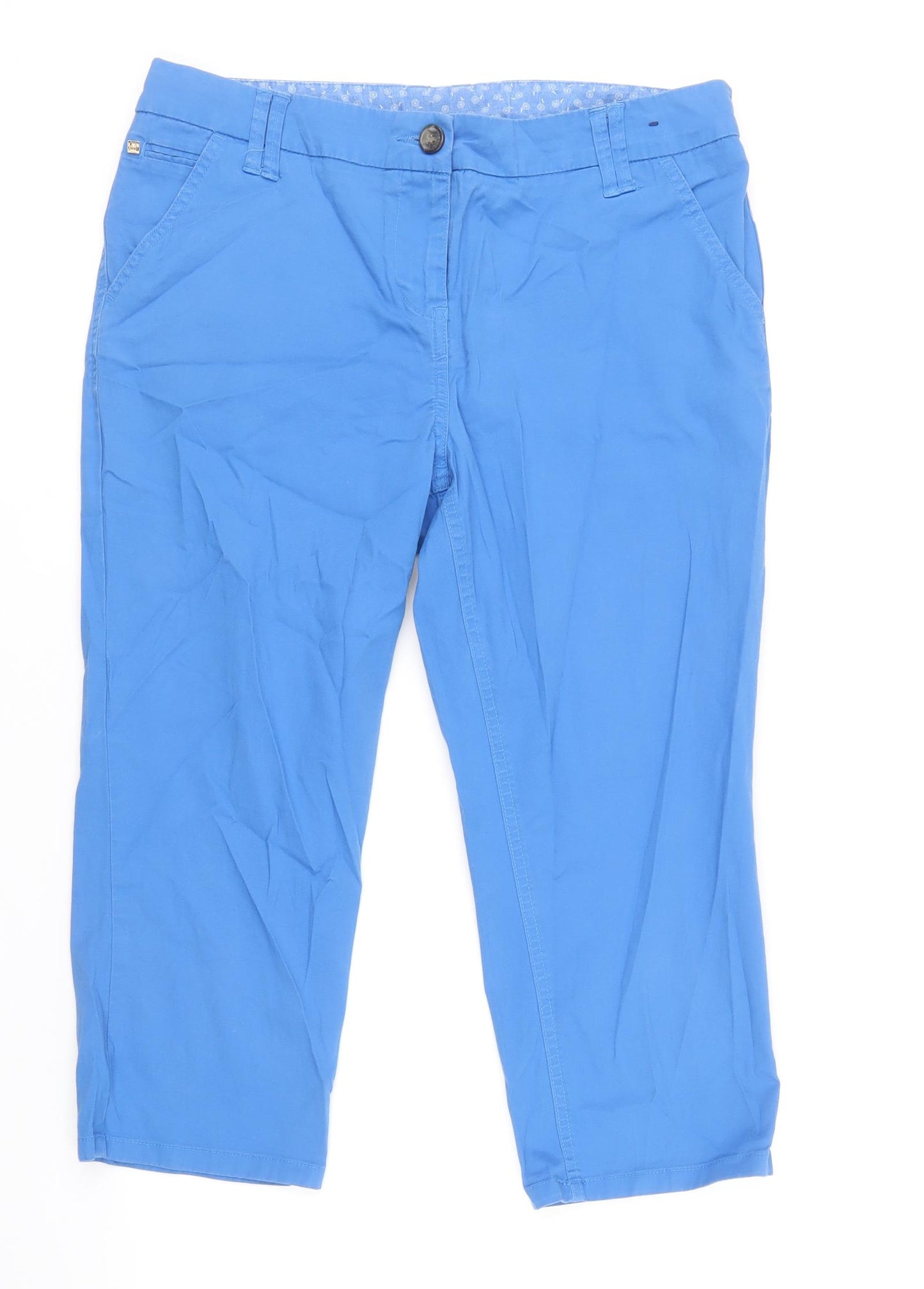 Maine Womens Blue Cotton Cropped Trousers Size 12 Regular Zip