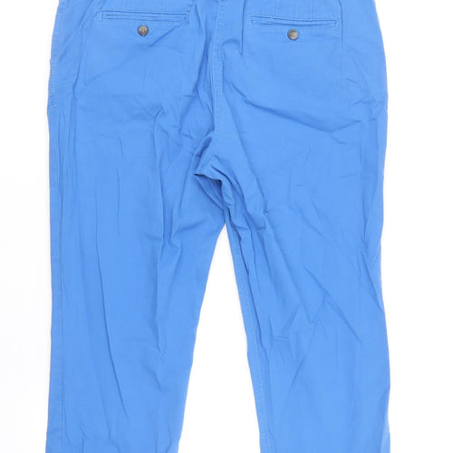 Maine Womens Blue Cotton Cropped Trousers Size 12 Regular Zip