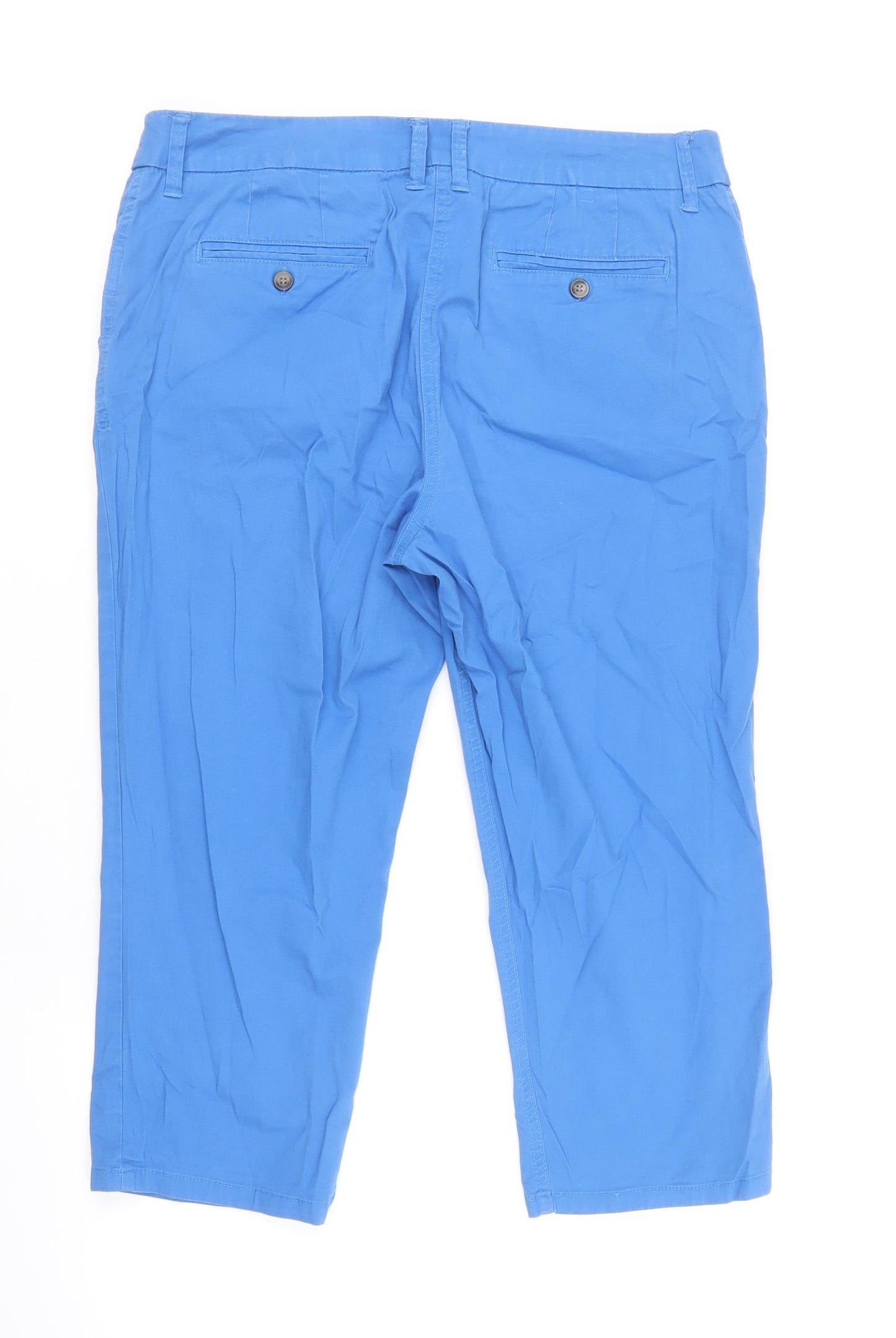 Maine Womens Blue Cotton Cropped Trousers Size 12 Regular Zip