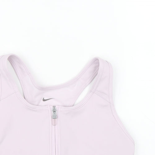 Nike Womens Purple Polyethylene Cropped Tank Size M Scoop Neck Zip - Racerback Sports Bra