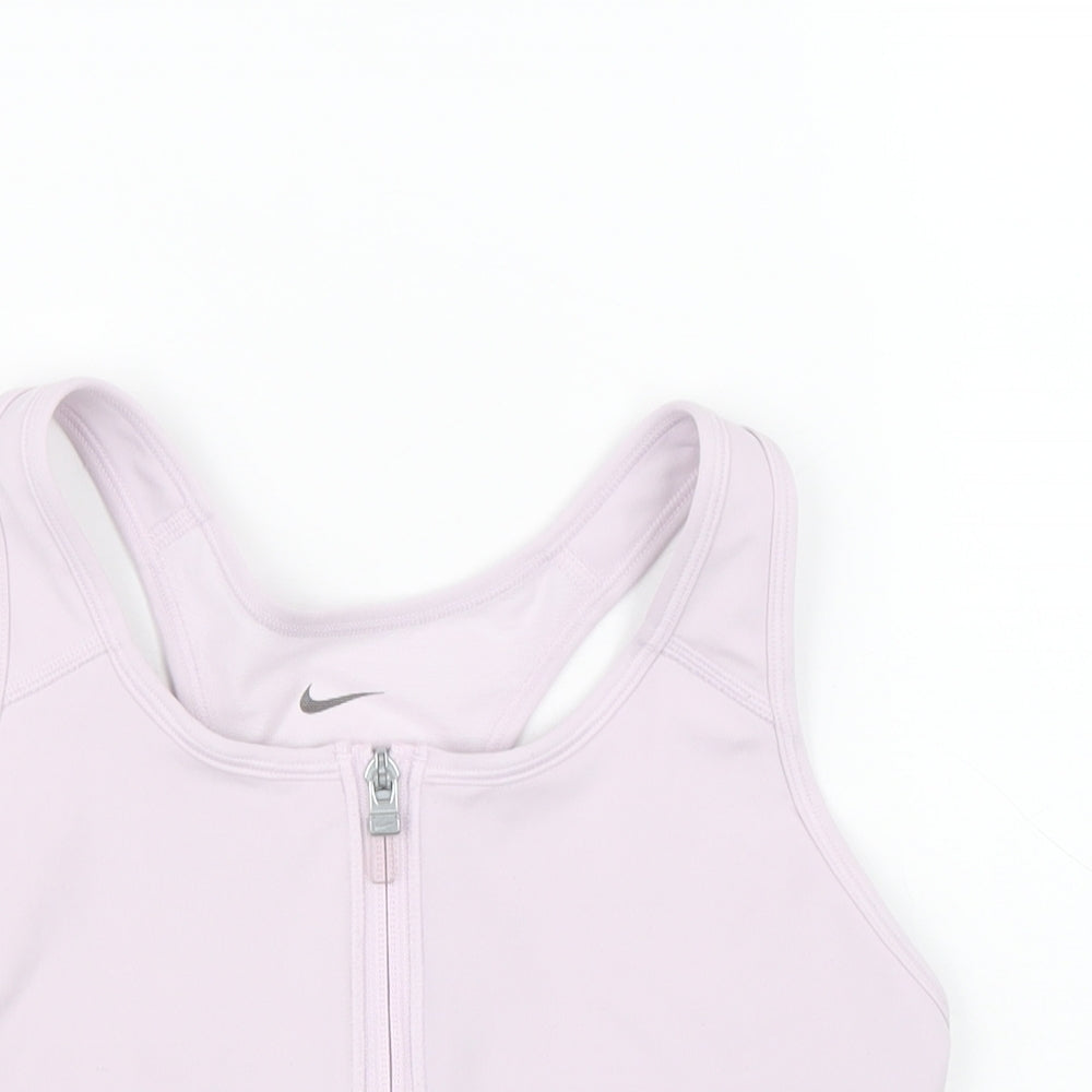 Nike Womens Purple Polyethylene Cropped Tank Size M Scoop Neck Zip - Racerback Sports Bra