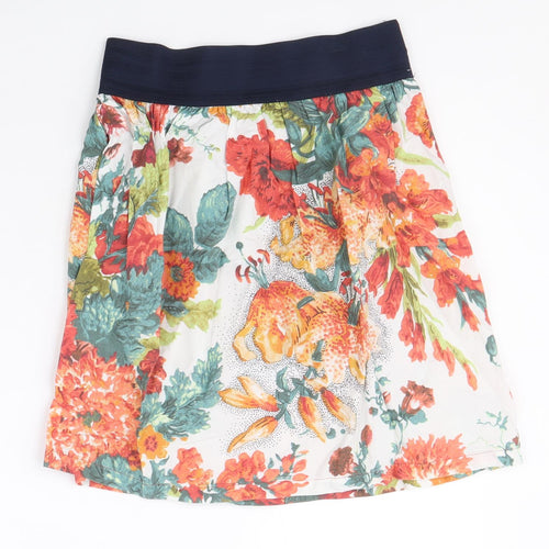 Zara Womens Multicoloured Floral Cotton Straight & Pencil Skirt Size M
