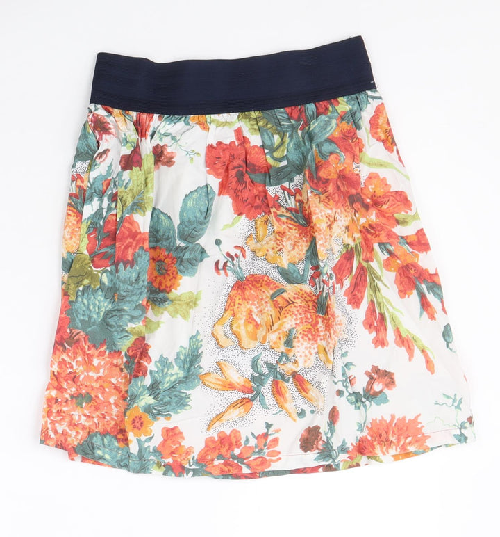 Zara Womens Multicoloured Floral Cotton Straight & Pencil Skirt Size M