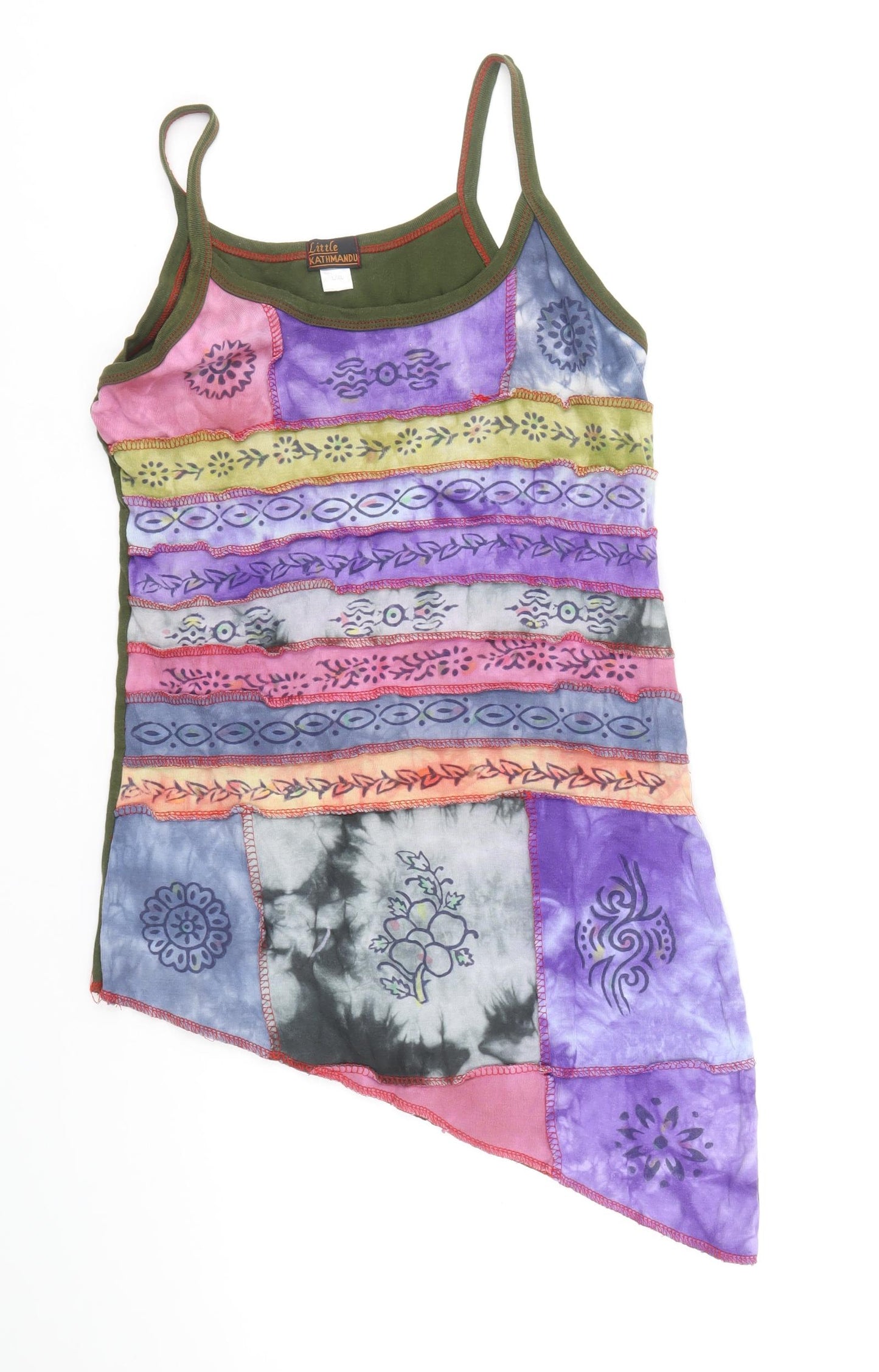 Little Kathmandu Womens Multicoloured Geometric 100% Cotton Tunic Tank Size L Scoop Neck - Size L/XL Asymmetric