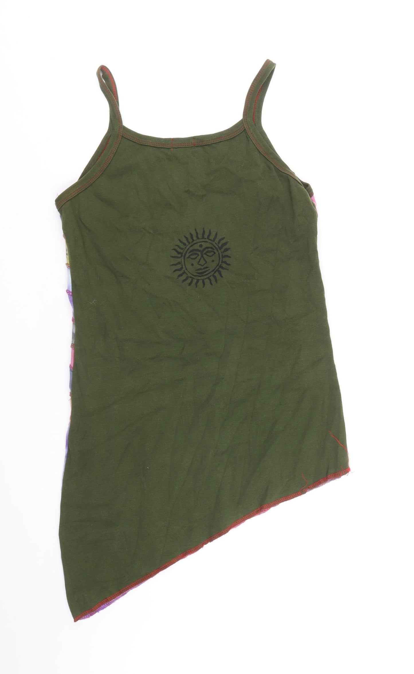 Little Kathmandu Womens Multicoloured Geometric 100% Cotton Tunic Tank Size L Scoop Neck - Size L/XL Asymmetric