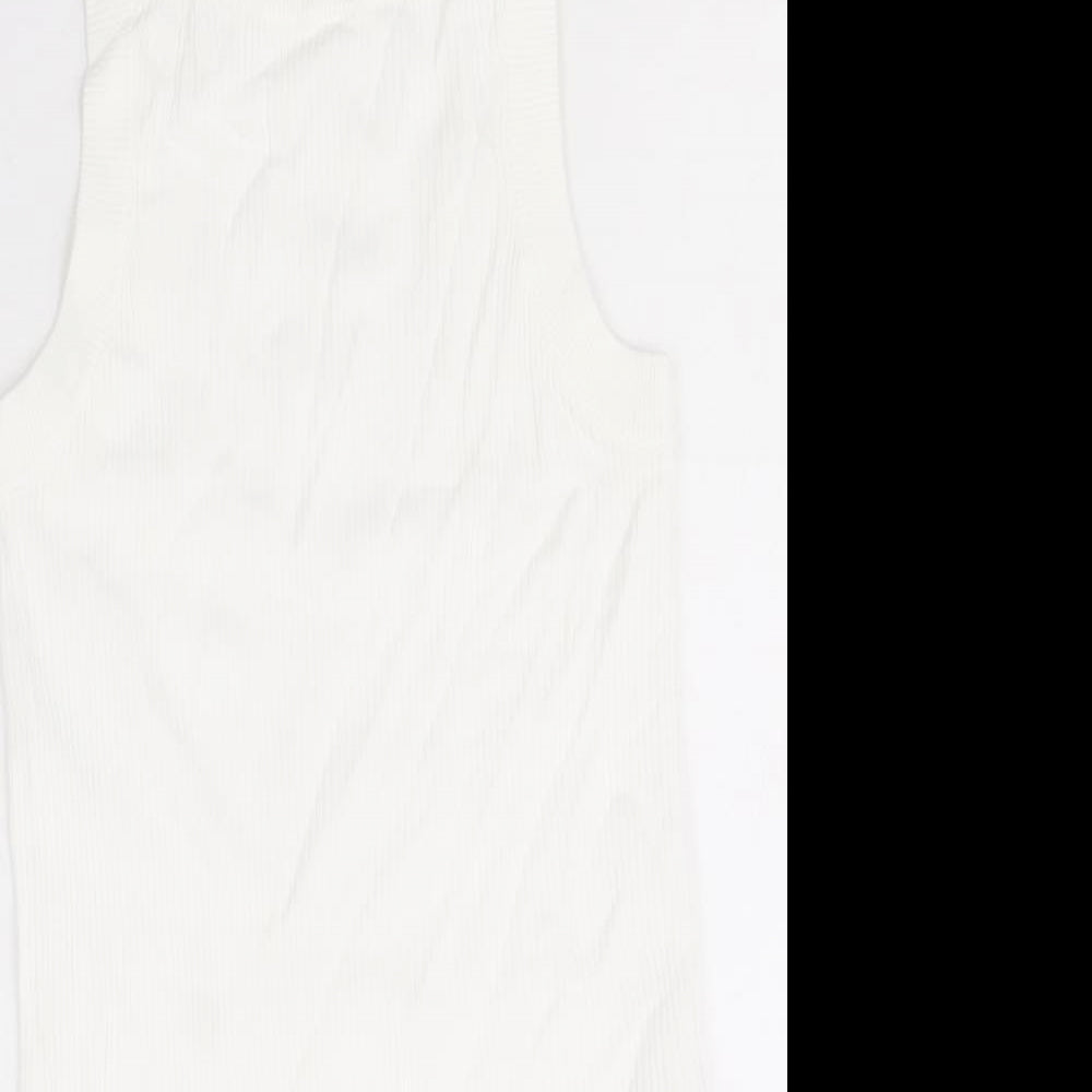 Zara Womens White Viscose Basic Tank Size S Round Neck