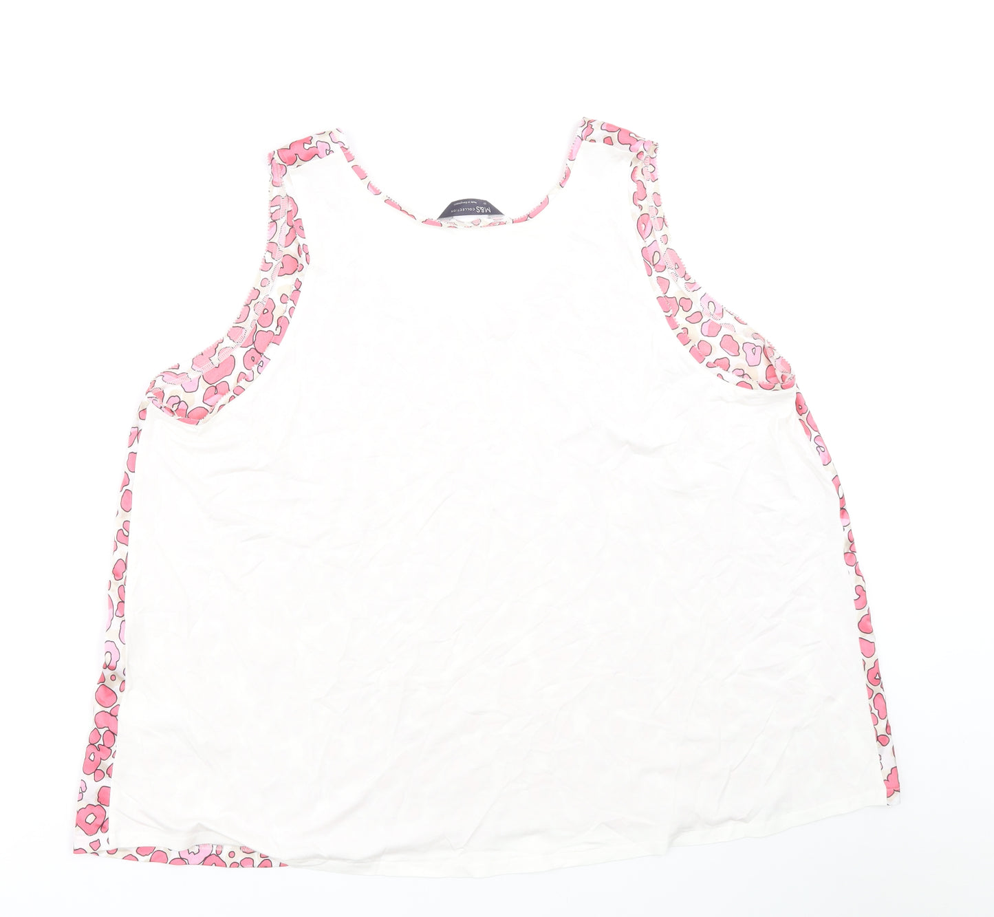 Marks and Spencer Womens Pink Animal Print Polyester Basic Tank Size 22 Round Neck - Leopard Print