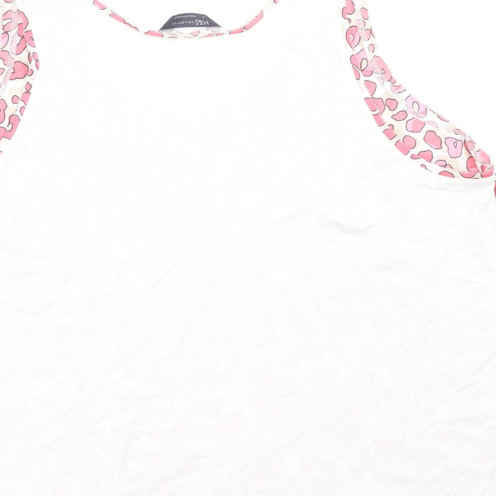 Marks and Spencer Womens Pink Animal Print Polyester Basic Tank Size 22 Round Neck - Leopard Print