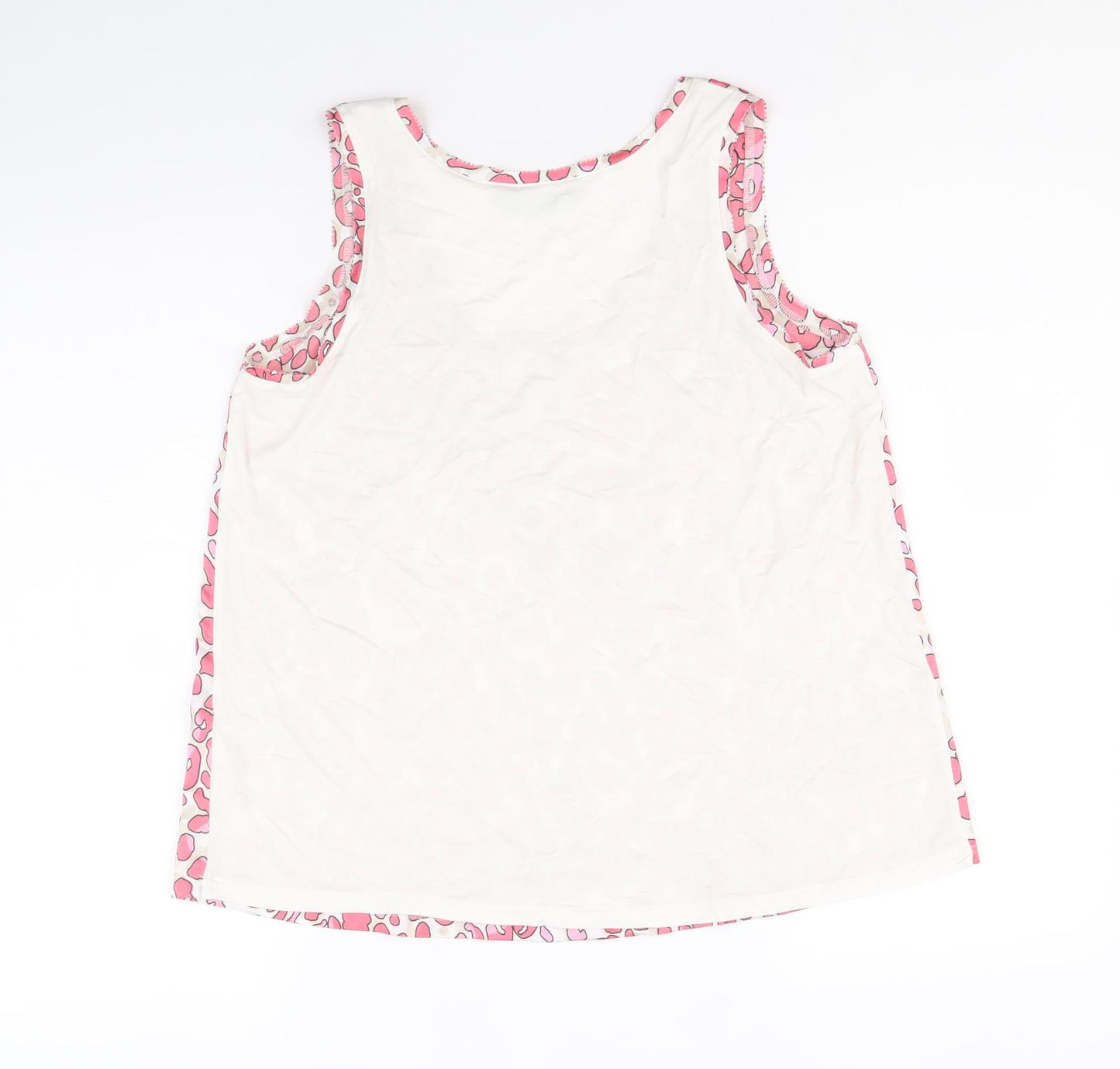 Marks and Spencer Womens Pink Animal Print Polyester Basic Tank Size 8 Round Neck - Leopard Print