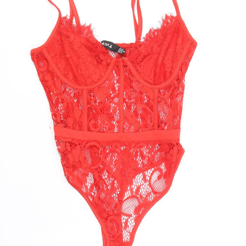 NAANAA Womens Red Polyester Bodysuit One-Piece Size 6 Snap