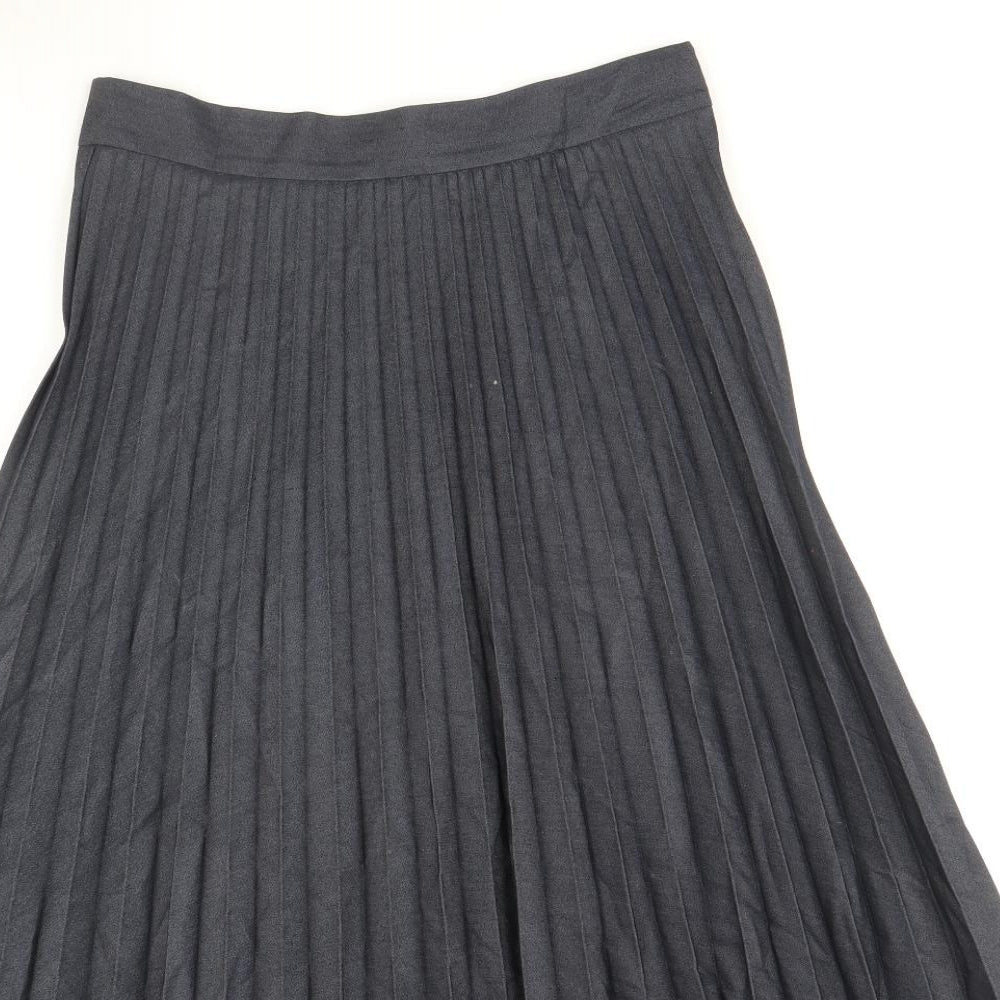 Zara Womens Blue Polyester Pleated Skirt Size S Zip