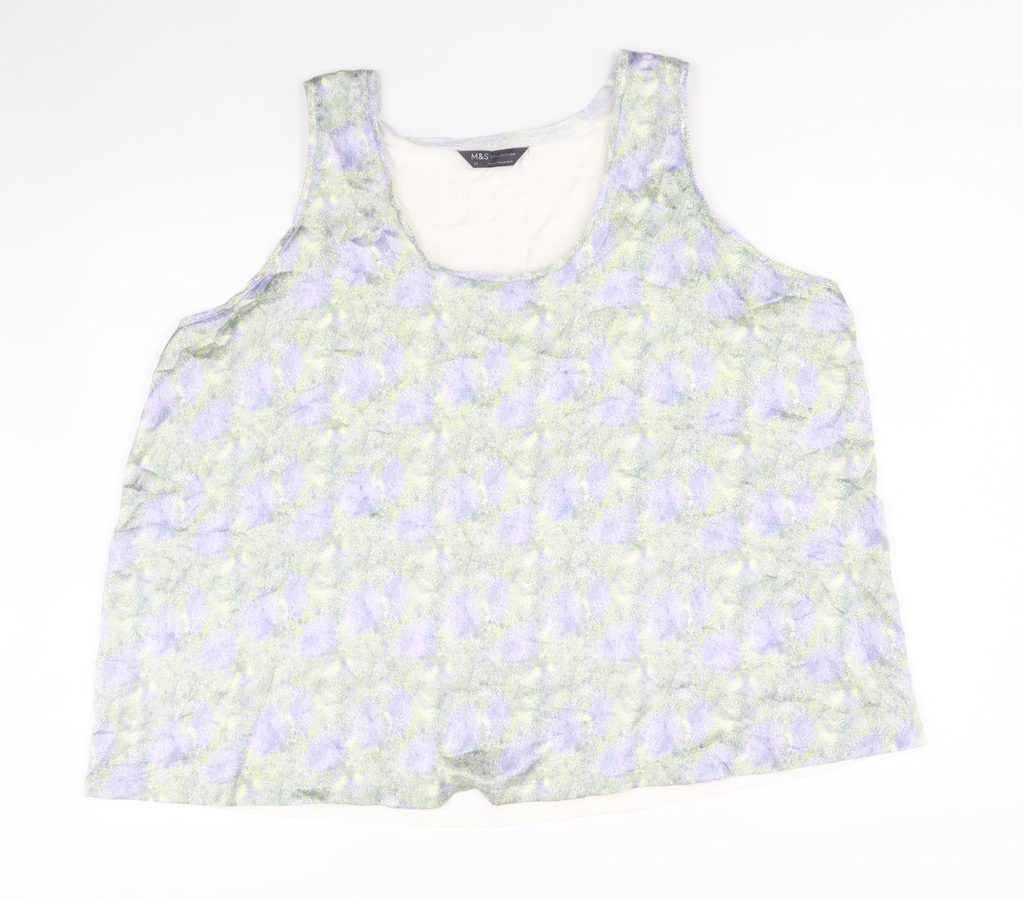 Marks and Spencer Womens Multicoloured Geometric Polyester Basic Tank Size 22 Round Neck