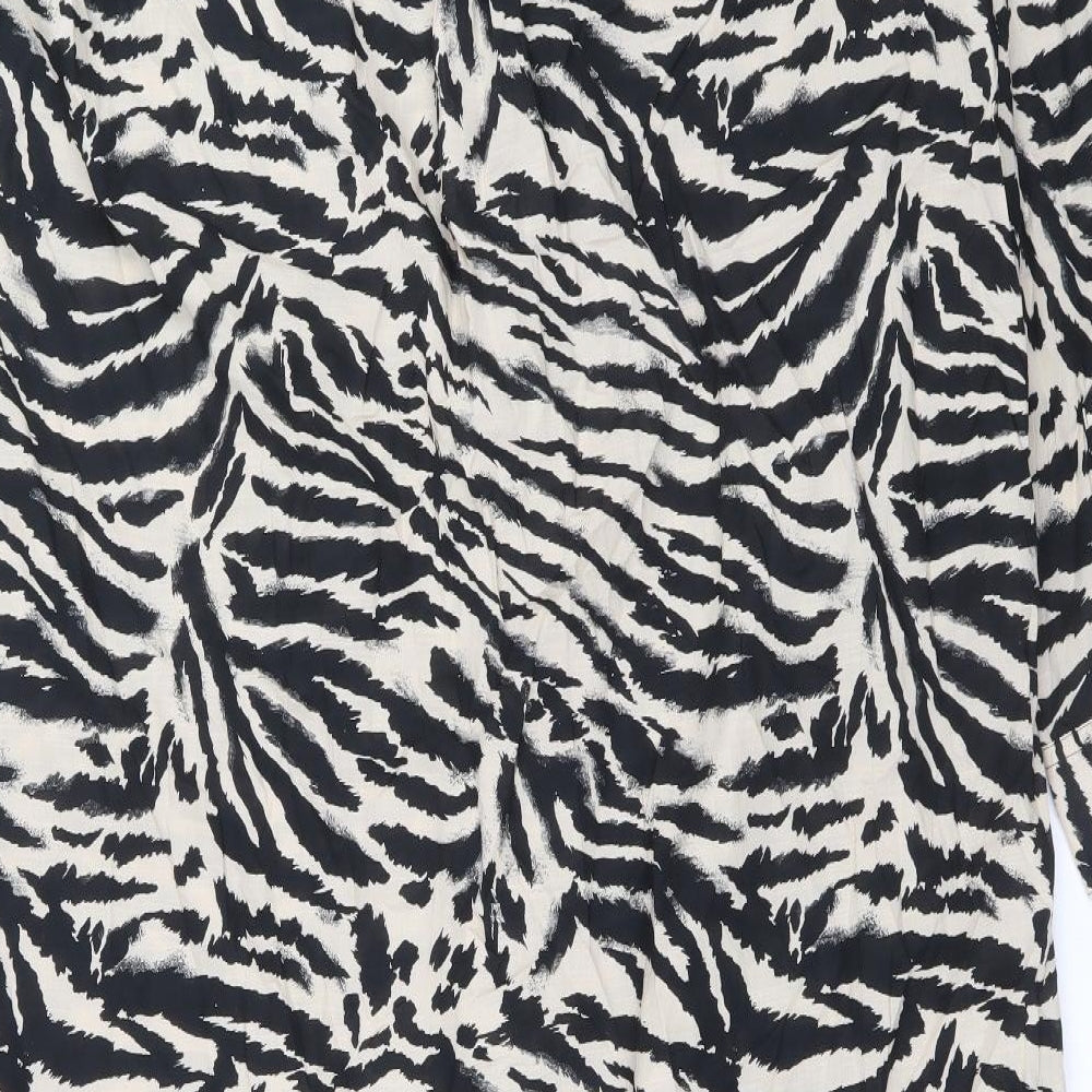 Marks and Spencer Womens Multicoloured Animal Print 100% Cotton Shirt Dress Size 18 Collared Button - Zebra Pattern