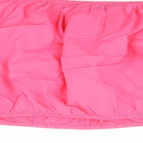 Marks and Spencer Womens Pink 100% Cotton Cropped Blouse Size 22 Boat Neck - Flower Detail