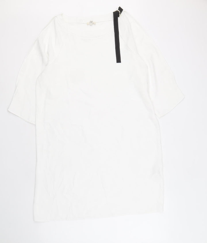 River Island Womens White Polyester Sheath Size 12 Round Neck Pullover