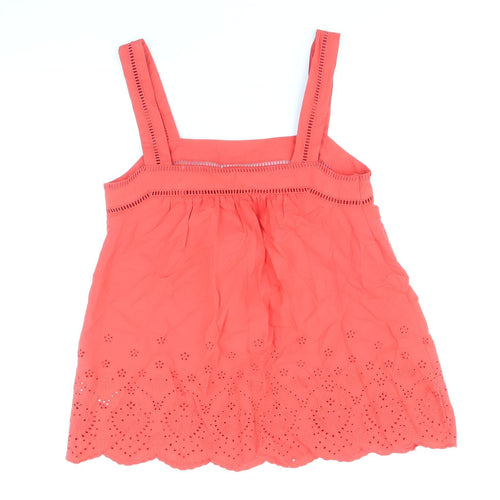Marks and Spencer Womens Red 100% Cotton Basic Tank Size 6 Square Neck