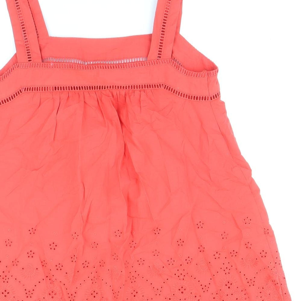 Marks and Spencer Womens Red 100% Cotton Basic Tank Size 6 Square Neck