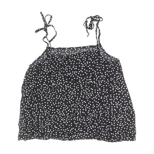 Preworn Womens Black Polka Dot Viscose Basic Tank Size 8 Square Neck