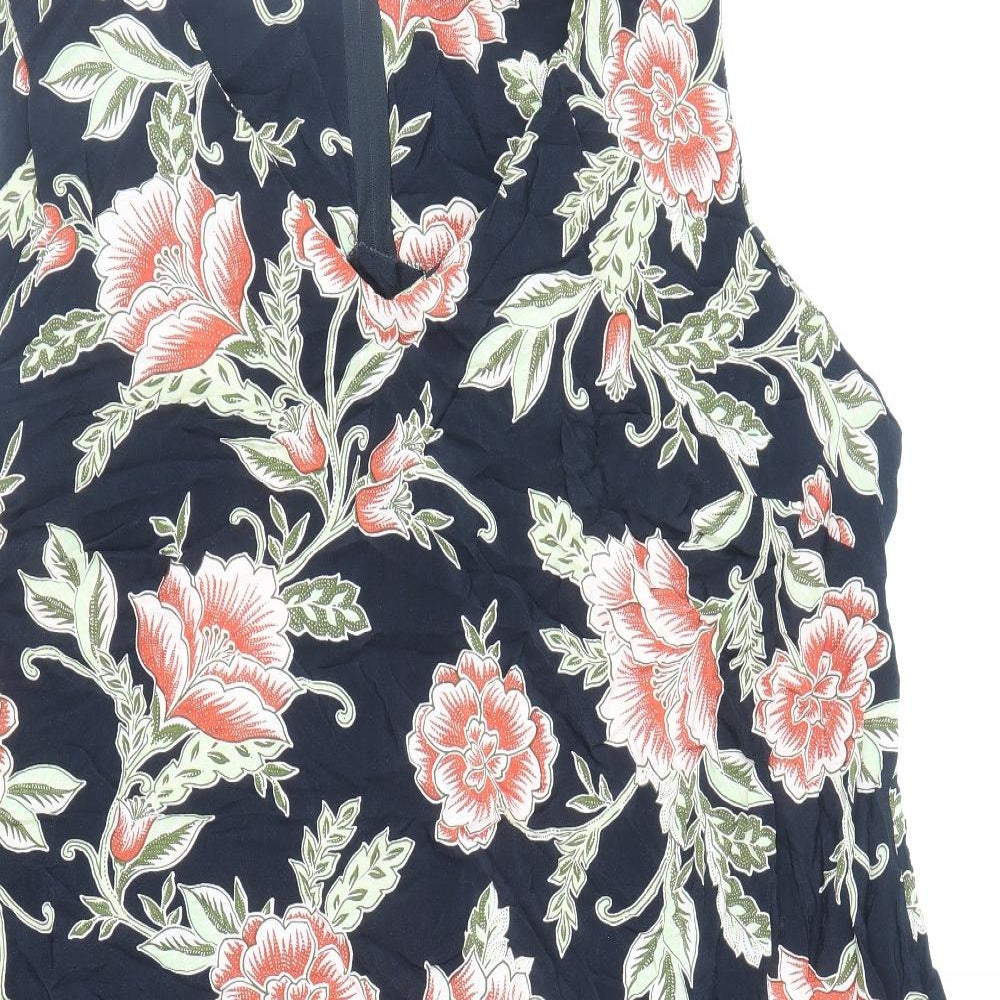 Evans Womens Multicoloured Floral Viscose Tank Dress Size 28 V-Neck Zip