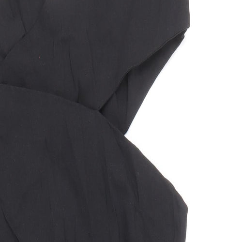 Zara Womens Black Linen Bodycon Size L V-Neck Zip