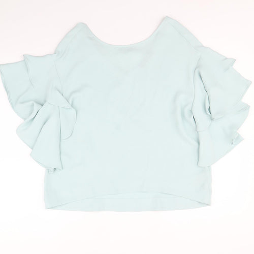 Marks and Spencer Womens Blue Polyester Basic Blouse Size 12 Round Neck