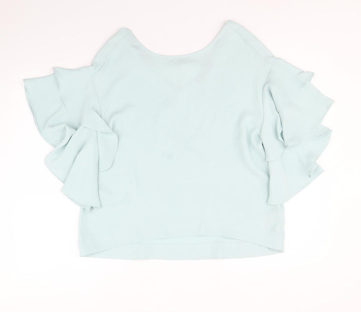 Marks and Spencer Womens Blue Polyester Basic Blouse Size 12 Round Neck