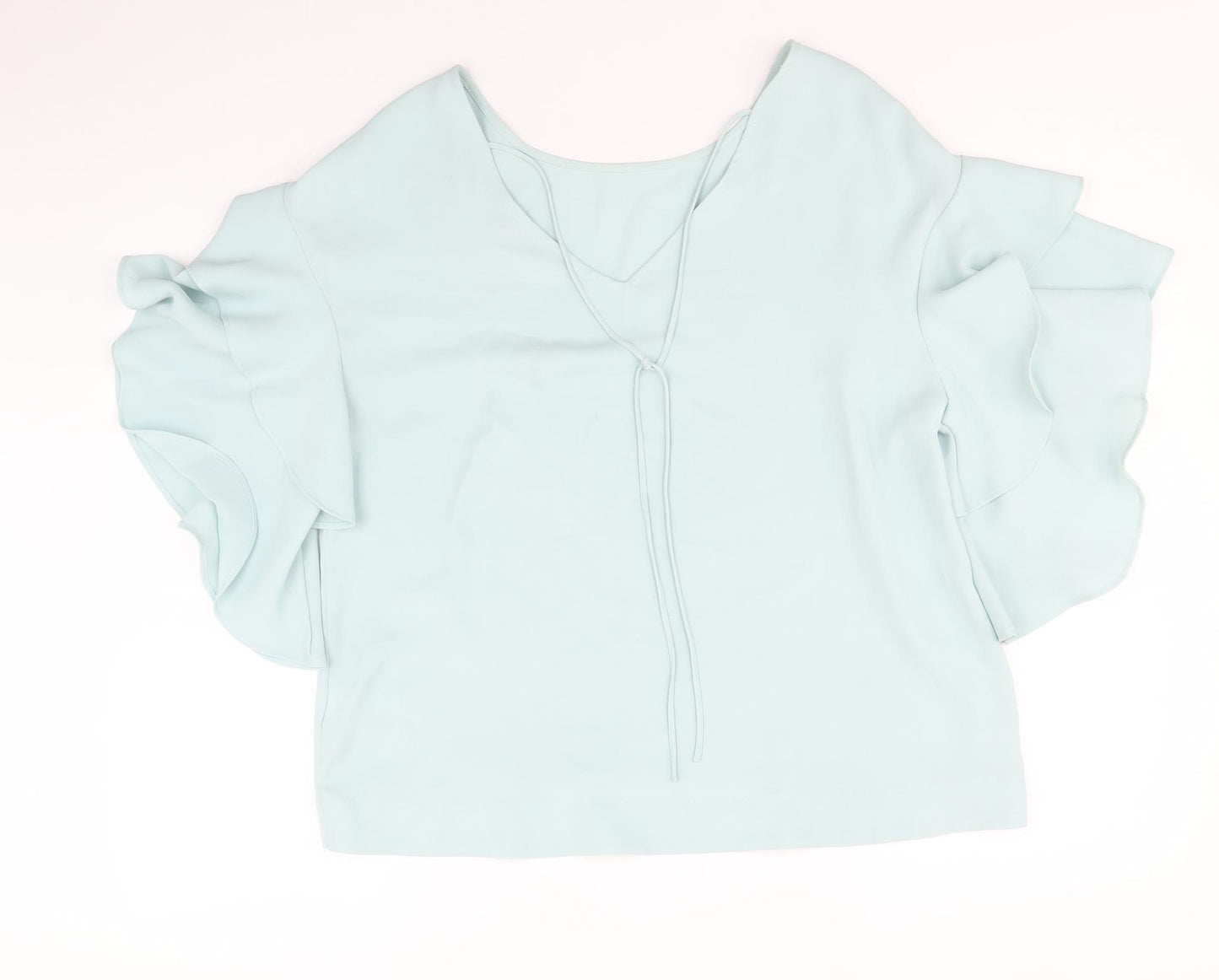Marks and Spencer Womens Blue Polyester Basic Blouse Size 12 Round Neck