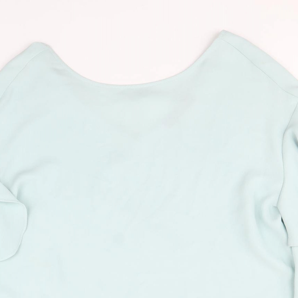 Marks and Spencer Womens Blue Polyester Basic Blouse Size 12 Round Neck