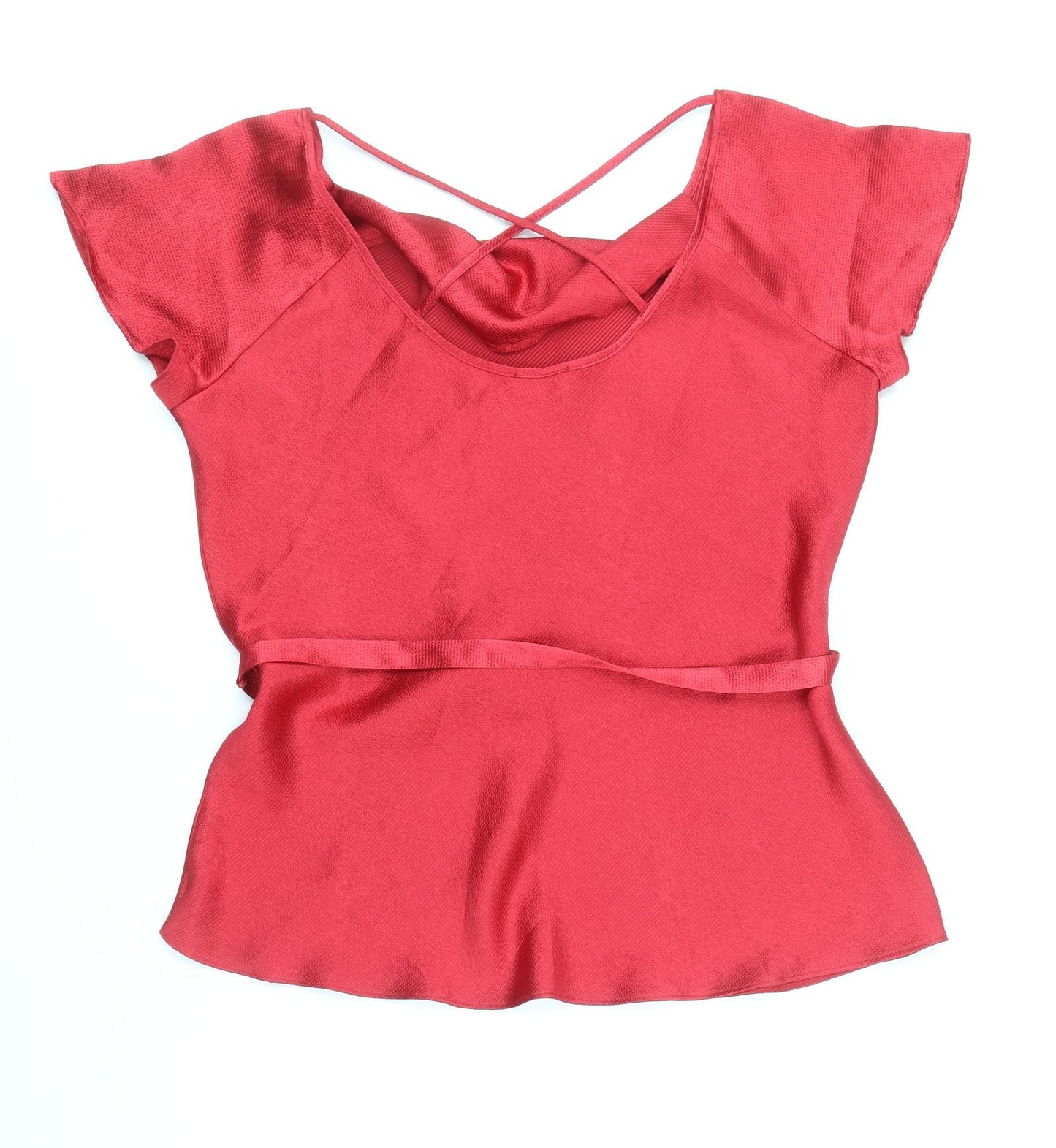 Soon Womens Red Polyester Basic Blouse Size 16 Cowl Neck