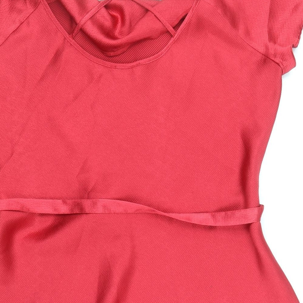 Soon Womens Red Polyester Basic Blouse Size 16 Cowl Neck