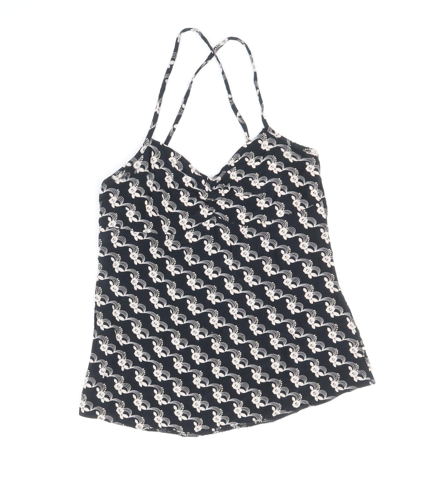 Topshop Womens Beige Geometric Viscose Basic Tank Size 8 V-Neck