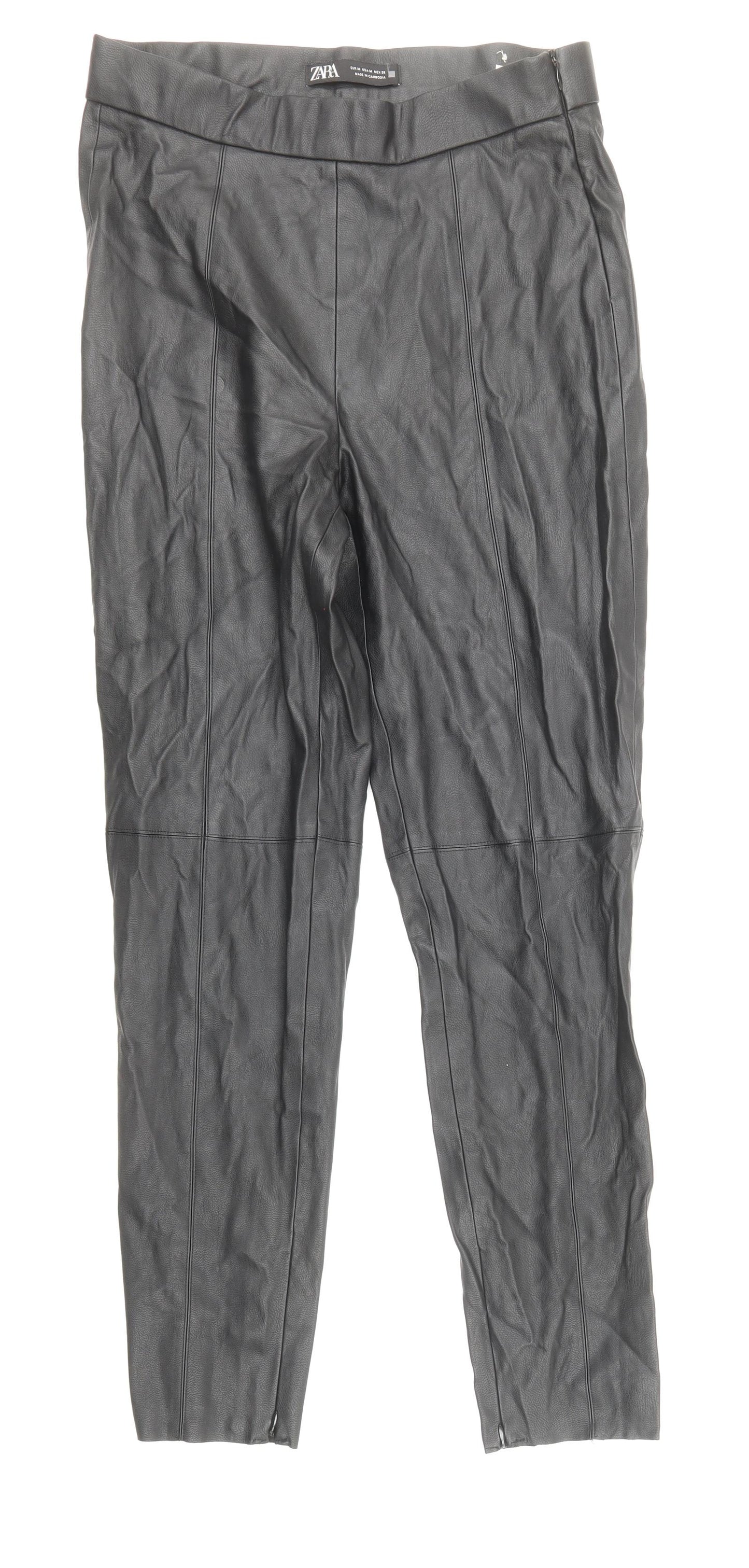 Zara Womens Black Polyester Jegging Trousers Size M Regular Zip - Faux Leather