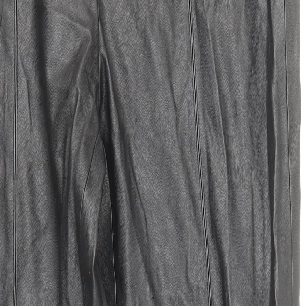 Zara Womens Black Polyester Jegging Trousers Size M Regular Zip - Faux Leather