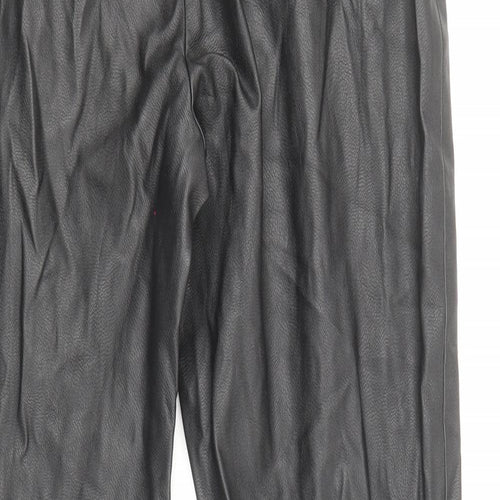 Zara Womens Black Polyester Jegging Trousers Size M Regular Zip - Faux Leather