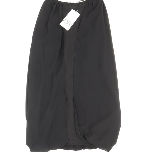 Zara Womens Black Polyester Sheath Size M Boat Neck Zip
