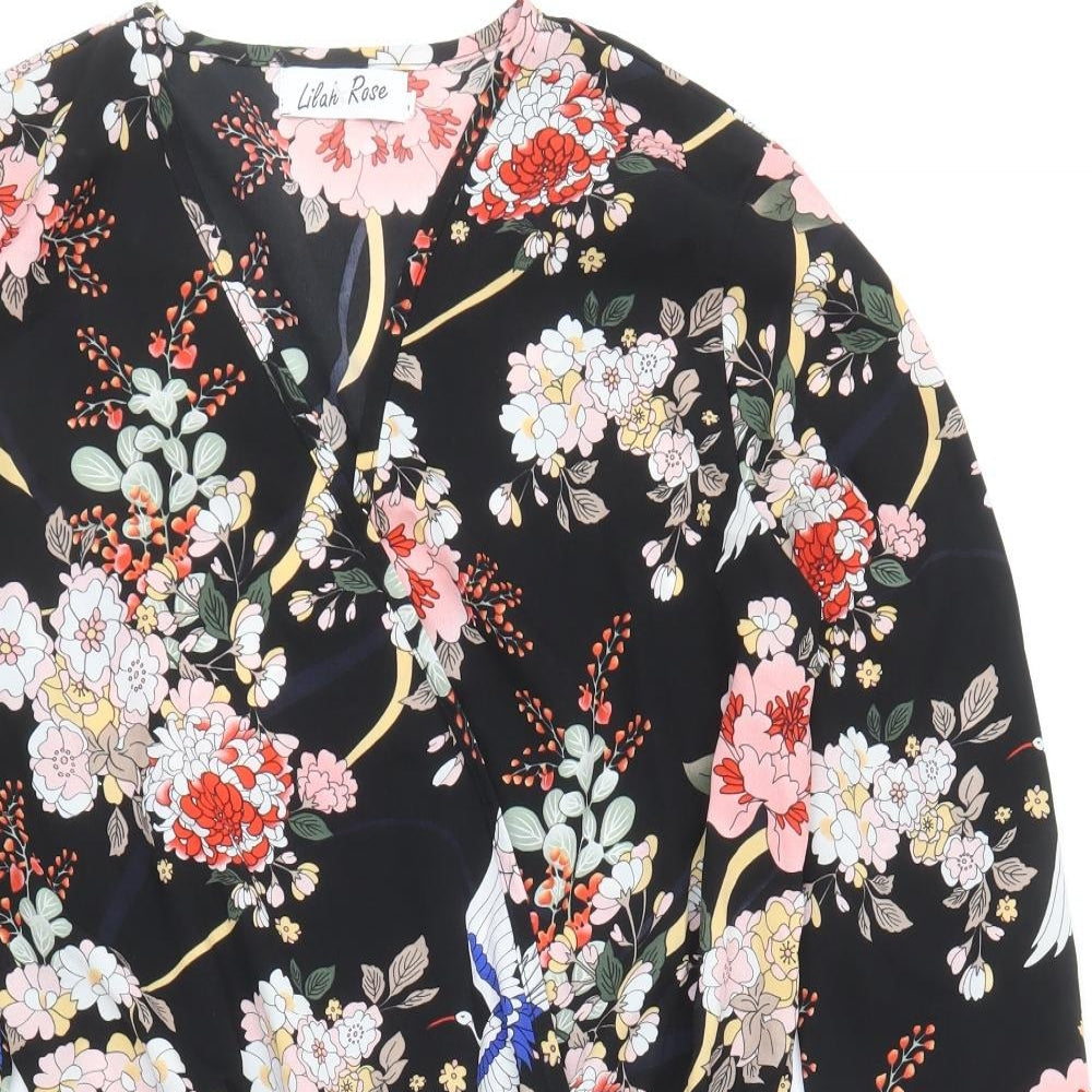 Lilah Rose Womens Multicoloured Floral Cotton Bodysuit One-Piece Size L Snap